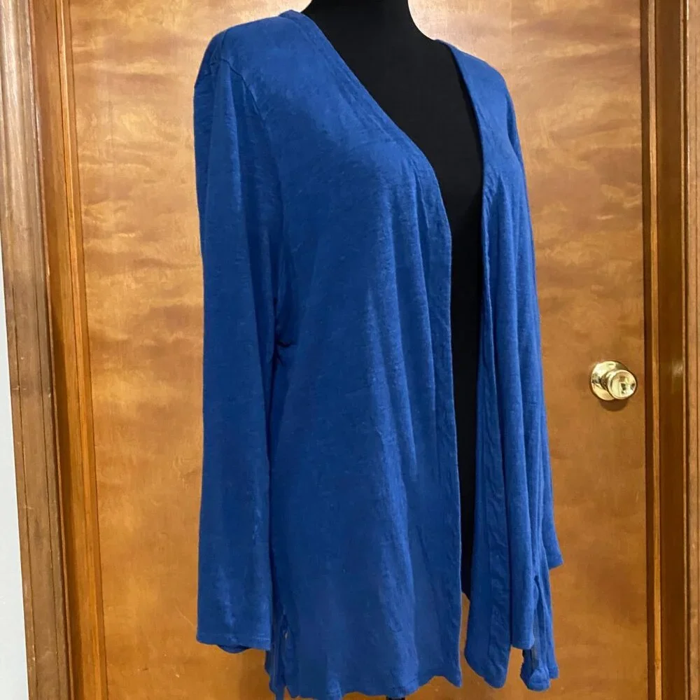J. Jill Love Linen Women's Open Front Cardigan Sweater XL Blue - Picture 3 of 6